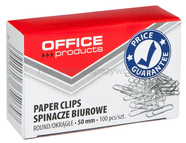 Spinacze Okrągłe Office Products, 50Mm, 100Szt., Srebrne