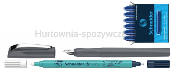 Schneider Zestaw Pióro wieczne Ceod Colour, wymazywacz, naboje 6 szt., mix kolorów, blister  - 4