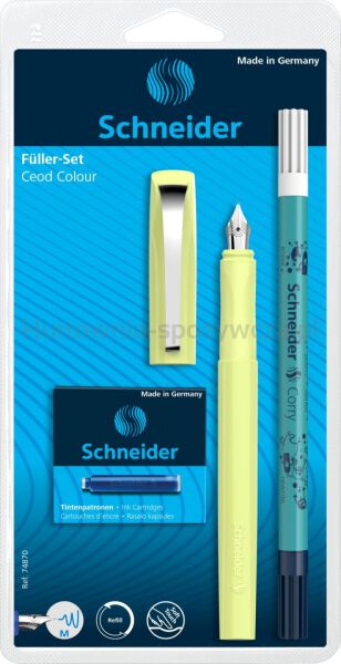 Schneider Zestaw Pióro wieczne Ceod Colour, wymazywacz, naboje 6 szt., mix kolorów, blister  - 7