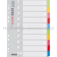Office Products Przekładki karton, A4, 223x297mm, 10 kart, mix kolorów 