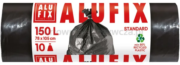 Alufix Worki na śmieci, LDPE, 150l, 10 szt., czarne