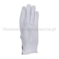 Rękawice robocze DONAU SAFETY, skóra kozia po stronie dłoni, ściągacz, rozm. 9/L, biało-granatowe - 3