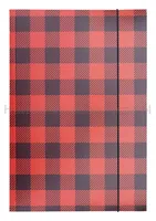 Teczka z gumką OFFICE PRODUCTS, karton/lakier, A4, 320gsm, 3-skrz., mix kolorów w kratę - 2