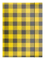 Teczka Z Gumką Office Products, Karton/Lakier, A4, 320Gsm, 3-Skrz., Mix Kolorów W Kratę - 3