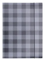 Teczka z gumką OFFICE PRODUCTS, karton/lakier, A4, 320gsm, 3-skrz., mix kolorów w kratę - 4