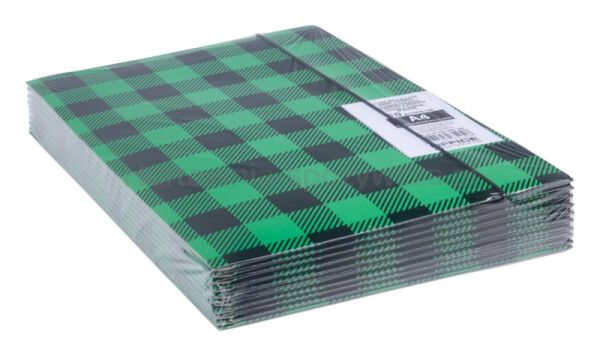 Teczka z gumką OFFICE PRODUCTS, karton/lakier, A4, 320gsm, 3-skrz., mix kolorów w kratę - 20