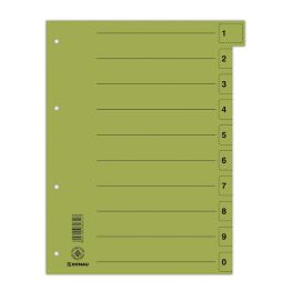 Donau Przekładka karton A4, 235x300mm, 0-9, 1 karta z perforacją, zielona