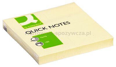 Q-Connect Bloczek samoprzylepny, 76x76mm, 1x100 kart., jasnożółty 