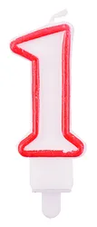 Świeczka PARTY GO, cyfra 1, 9cm, biało-czerwona