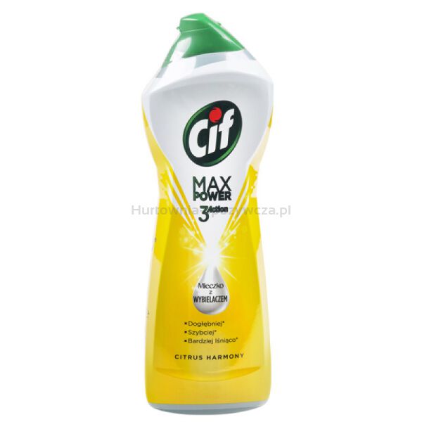 Mleczko do czyszczenia CIF Max Power 3 Action Cytryna, z wybielaczem, 1001g