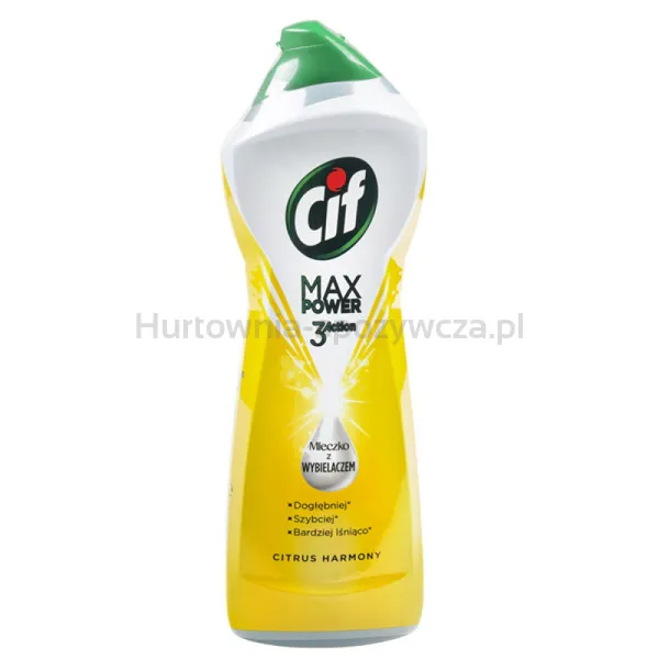 Mleczko do czyszczenia CIF Max Power 3 Action Cytryna, z wybielaczem, 1001g