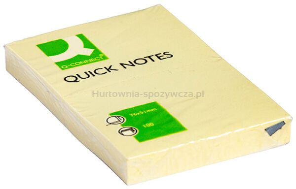 Q-Connect Bloczek samoprzylepny, 51x76mm, 1x100 kart., jasnożółty 