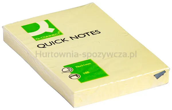 Q-Connect Bloczek samoprzylepny, 51x76mm, 1x100 kart., jasnożółty 
