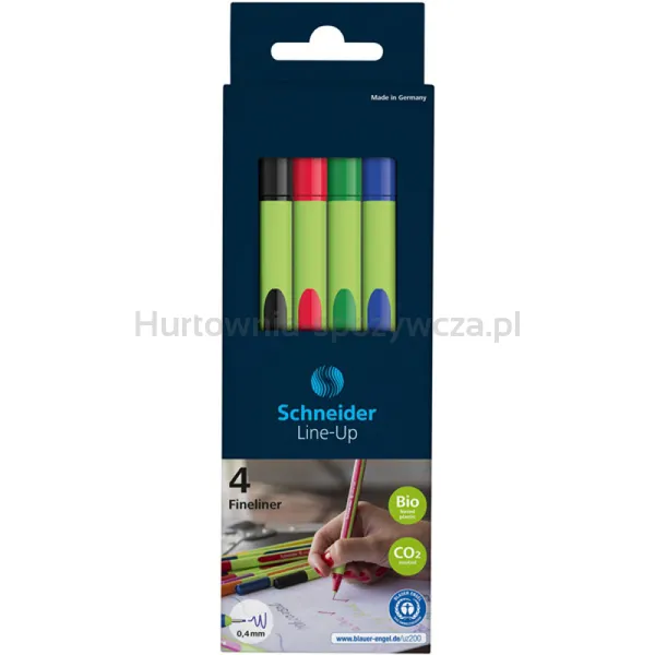 Schneider Zestaw Cienkopisów Line-Up, 0,4Mm, 4 Szt., Pudełko Z Zawieszką, Mix Kolorów 