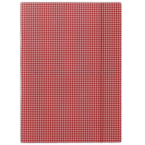 Donau Teczka z gumką karton, A4, 400gsm, 3-skrz., czerwona w kratę 
