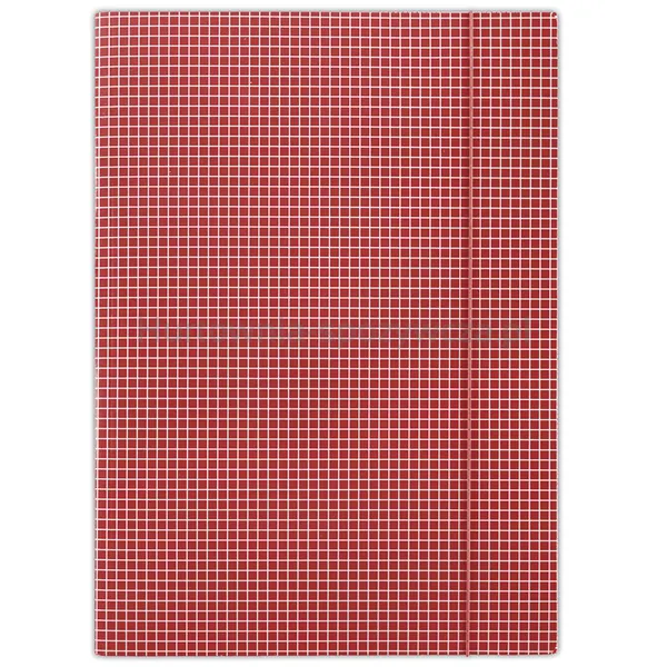 Donau Teczka z gumką karton, A4, 400gsm, 3-skrz., czerwona w kratę 