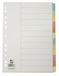 Q-Connect Przekładki karton, A4, 223x297mm, 12 kart, mix kolorów 