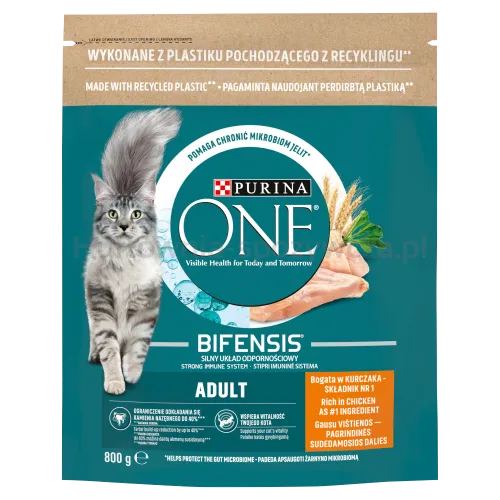 Purina One Adult Pełnoporcjowa Karma Dla Dorosłych Kotów Bogata W Kurczaka I Pełne Ziarna 800G