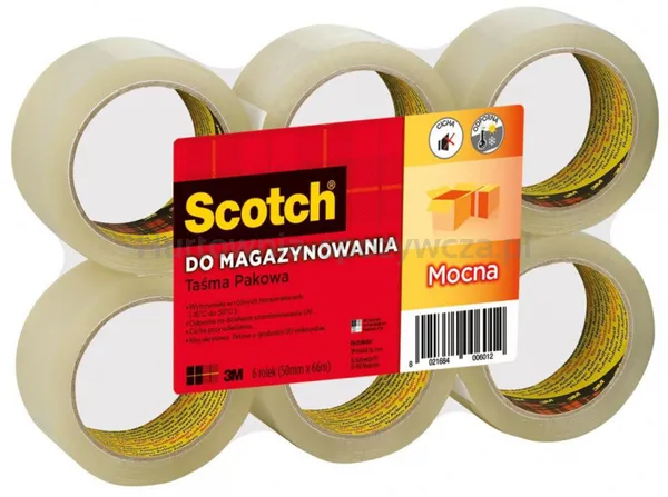 Taśma pakowa do magazynowania SCOTCH® (309 TSP), mocna, 50mm, 66m, transparentna