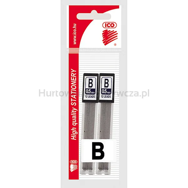 Grafit do ołówka automatycznego ICO, 0,5 mm, 2x12szt., zawieszka 