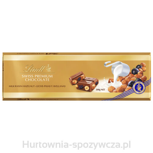 Lindt Swiss Premium Chocolate Milk Raisins Hazelnut 300G