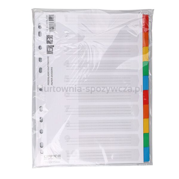 Office Products Przekładki karton, A4, 227x297mm, 10 kart, lam. indeks, mix kolorów  - 3