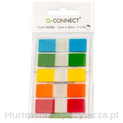 Zakładki Indeksujące Q-Connect, Pp, 12X45Mm, 100 Kart., Zawieszka, Mix Kolorów