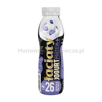 Jogurt Łaciaty jagoda ze śmietanką z wysoką zawartością białka w butelce typu PET 360g
