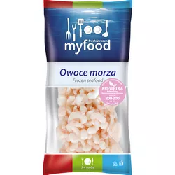 MyFood Krewetki koktajlowe, blanszowane, obrane, rozmiar: 200-300 szt./lb (440-660 szt./kg), produkt głęboko mrożony, glazurowane, 400 g /500 g