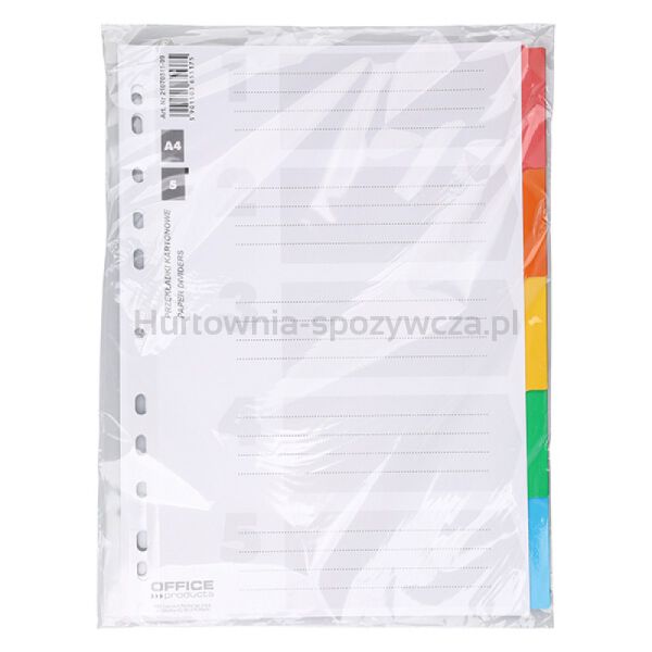 Office Products Przekładki karton, A4, 227x297mm, 5 kart, lam. indeks, mix kolorów  - 3