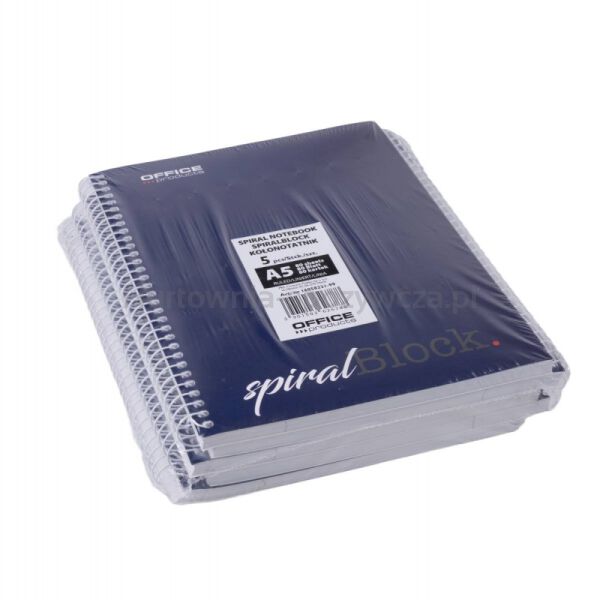 Kołonotatnik OFFICE PRODUCTS, A5, w linie, 80 kart., 70gsm, granatowy - 2
