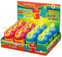 Temperówka KEYROAD Colour Special, plastikowa, podwójna, z pojemnikiem, ostrzenie zaokrąglone, pakowane na displayu, mix kolorów - 2