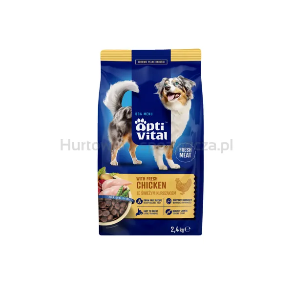 Optivital Karma Sucha - Pełnoporcjowa Karma Dla Dorosłych Psów Fm Z Kurczakiem 2,4 Kg