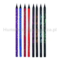 Ołówek drewniany KEYROAD, HB, okrągły, holograficzny, 48 szt., w tubie - 2