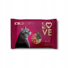 Zestaw My Love Pełnoporcjowa Karma W Saszetkach Dla Dorosłych Kotów Z Królikiem I Wołowiną 4 X 85 G