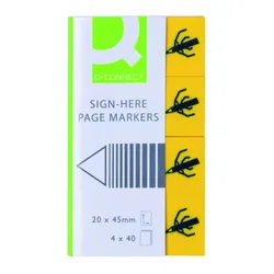 Q-Connect Zakładki indeksujące Sign-here, PP, 20x45mm, 4x40 kart. 