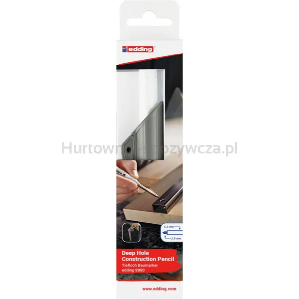 Edding Ołówek Budowlany E-8880 Do Głębokich Otworów, Blister, Grafitowy 