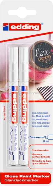 Edding Marker olejowy połyskujący e-780 0,8mm, 2 szt., blister, biały 