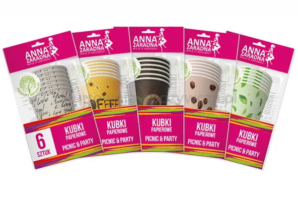 Kubki Papierowe Anna Zaradna, 200 Ml, 6 Szt., Mix Kolorów