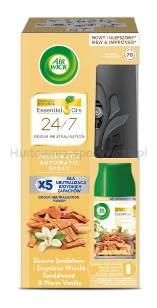 Air Wick Freshmatic Komplet Drzewo Sandałowe i Zmysłowa Wanilia 250 ml