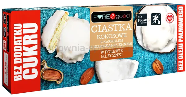 Ciastka Kokosowe Z Karmelem I Orzeszkami Ziemnymi W Polewie Mlecznej Bez Dodatku Cukru 128G