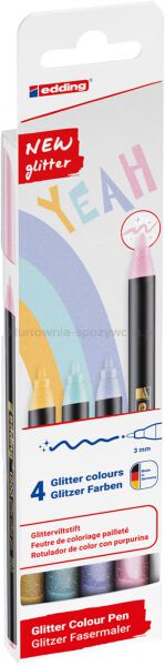 Pisak z cienką końcówką e-1200 EDDING, 3mm, 4 szt., mix kolorów brokatowych - 2