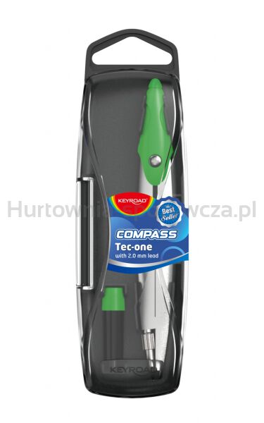 Keyroad Cyrkiel metalowy  w etui, z grafitami, pakowany w display, mix kolorów  - 3