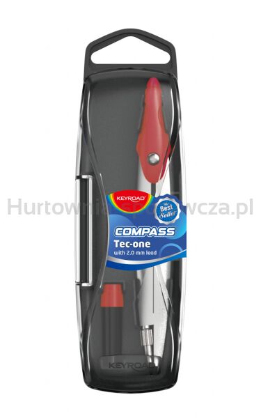 Keyroad Cyrkiel metalowy  w etui, z grafitami, pakowany w display, mix kolorów  - 4