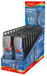 Keyroad Cyrkiel metalowy  w etui, z grafitami, pakowany w display, mix kolorów 