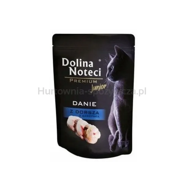 Dolina Noteci Premium Mokra karma Junior dla kociąt danie z dorsza z sardynką 85g