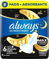 Always Podpaski Ze Skrzydełkami Ultimate Night rozmiar 6, 8 sztuk