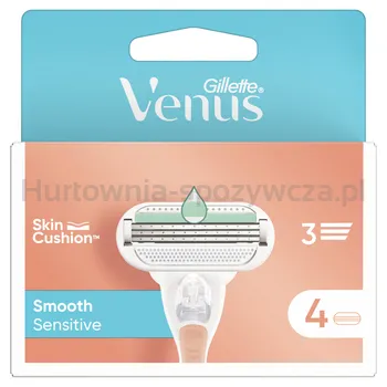 Gillette Venus Smooth Sensitive Ostrza Wymienne Do Maszynki Do Golenia, 4 Sztuki