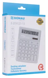 Kalkulator biurowy DONAU TECH, 12-cyfr. wyświetlacz, wym. 190x143x40 mm, jasny szary