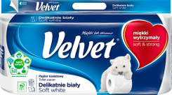 Papier Toaletowy Velvet Delikatnie Biały 8 Rolek, 3 Warstwy